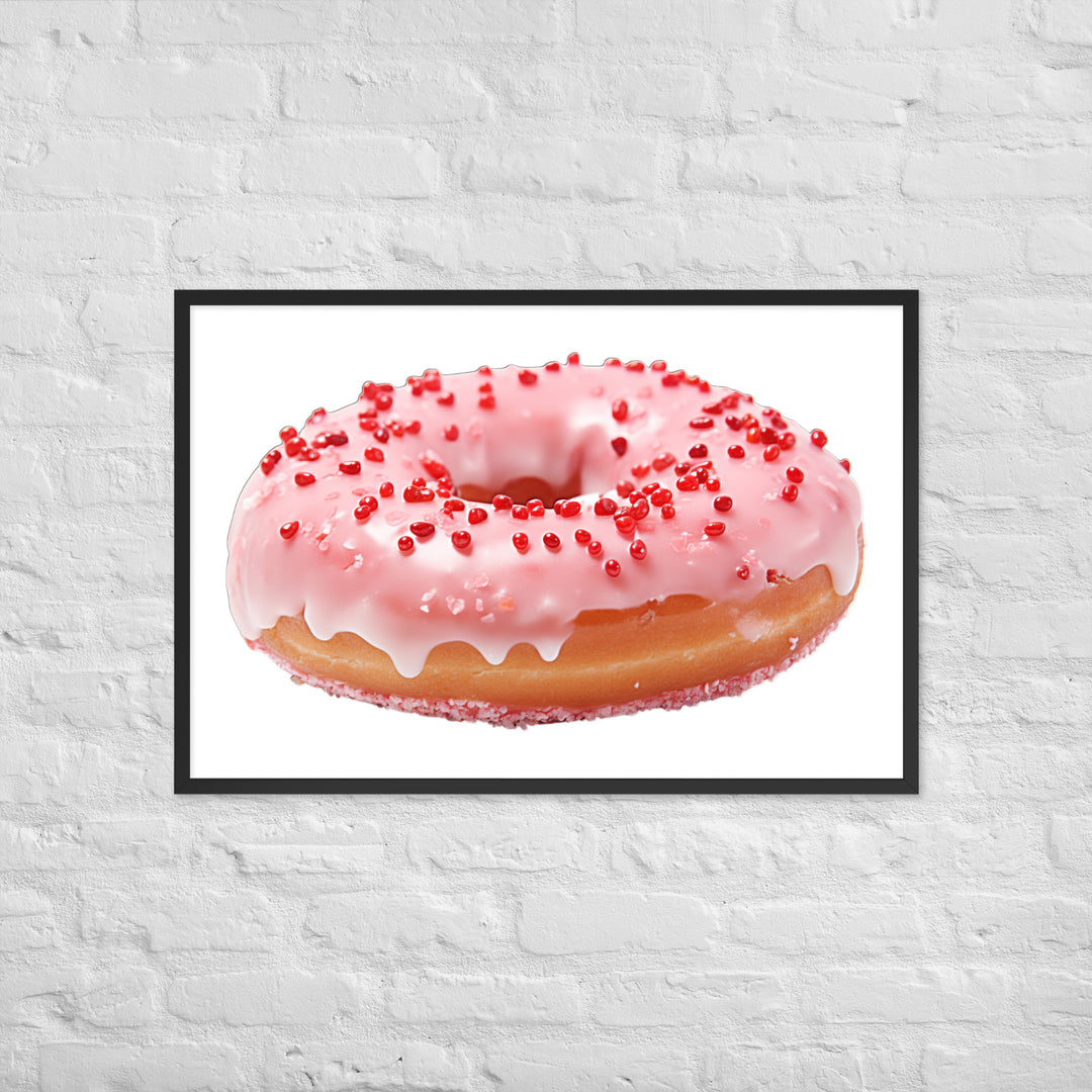 Strawberry Frosted Donut Framed poster 🤤 from Yumify.AI