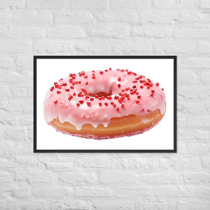 Strawberry Frosted Donut Framed poster 🤤 from Yumify.AI