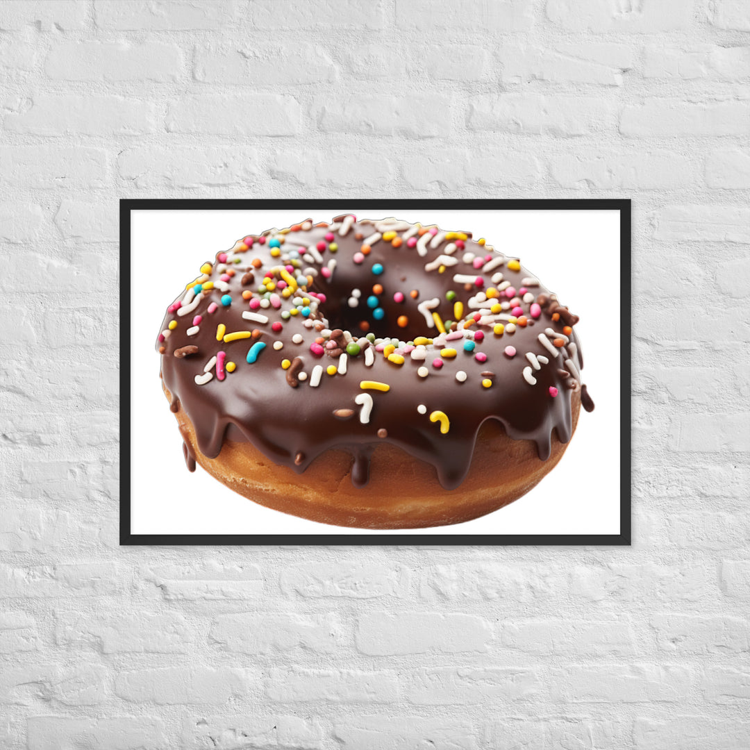 Sprinkled Chocolate Donut Framed poster 🤤 from Yumify.AI