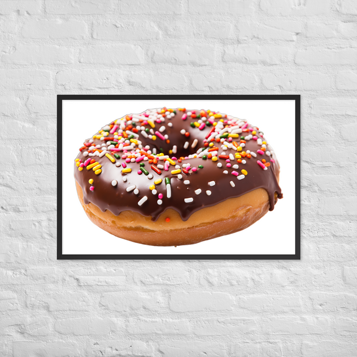 Sprinkled Chocolate Donut Framed poster 🤤 from Yumify.AI