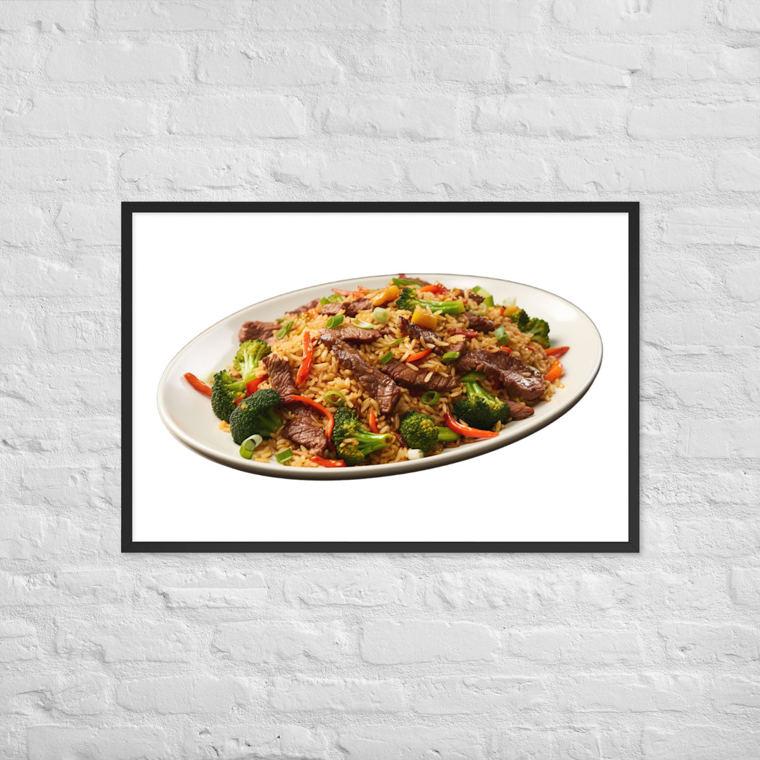 Spicy Beef Fried Rice Framed poster 🤤 from Yumify.AI