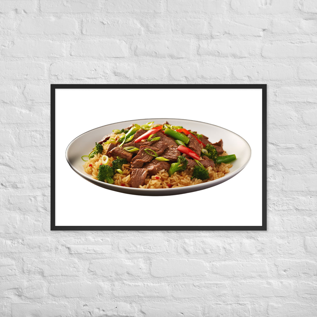 Spicy Beef Fried Rice Framed poster 🤤 from Yumify.AI