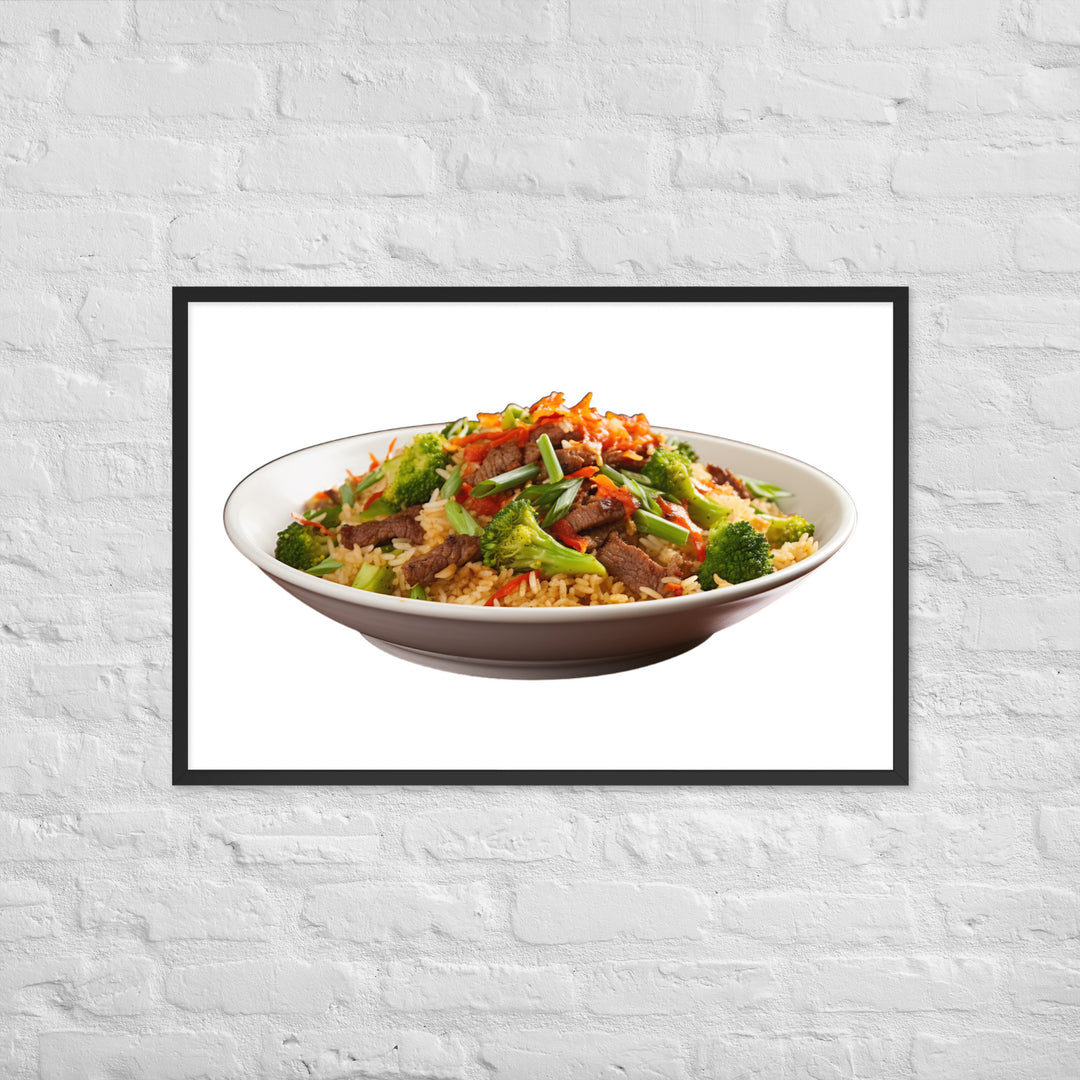 Spicy Beef Fried Rice Framed poster 🤤 from Yumify.AI