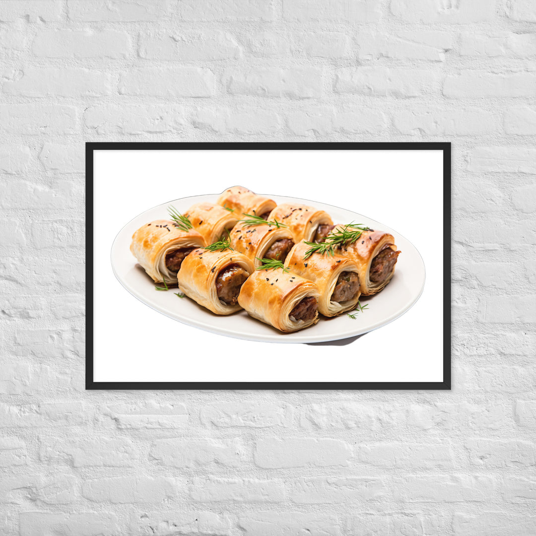 Vegan Sausage Rolls Showcase Framed poster 🤤 from Yumify.AI