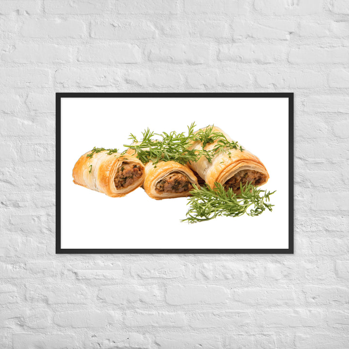 Vegan Sausage Rolls Showcase Framed poster 🤤 from Yumify.AI