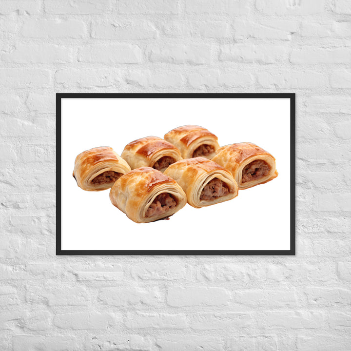 Sausage Rolls with Caramelized Onions Framed poster 🤤 from Yumify.AI