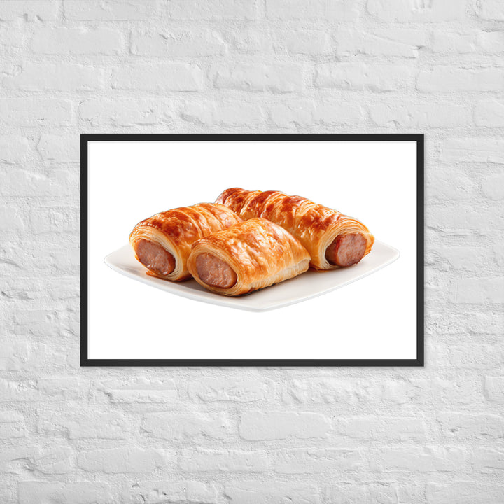 Flaky Golden Sausage Rolls Framed poster 🤤 from Yumify.AI