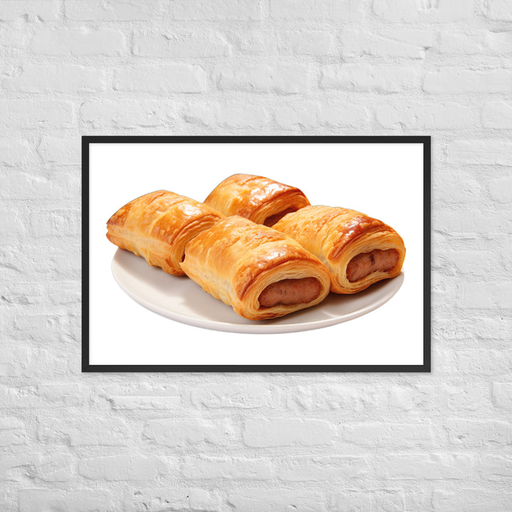 Flaky Golden Sausage Rolls Framed poster 🤤 from Yumify.AI