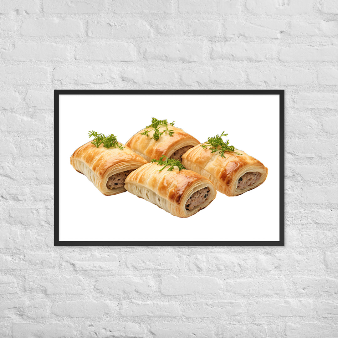 Gourmet Sausage Rolls Framed poster 🤤 from Yumify.AI