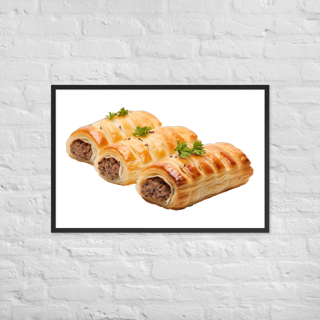 Gourmet Sausage Rolls Framed poster 🤤 from Yumify.AI