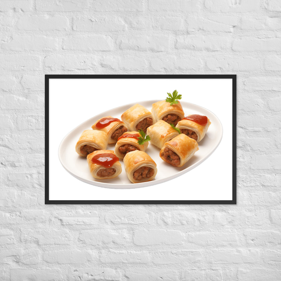 Bite Sized Mini Sausage Rolls Framed poster 🤤 from Yumify.AI