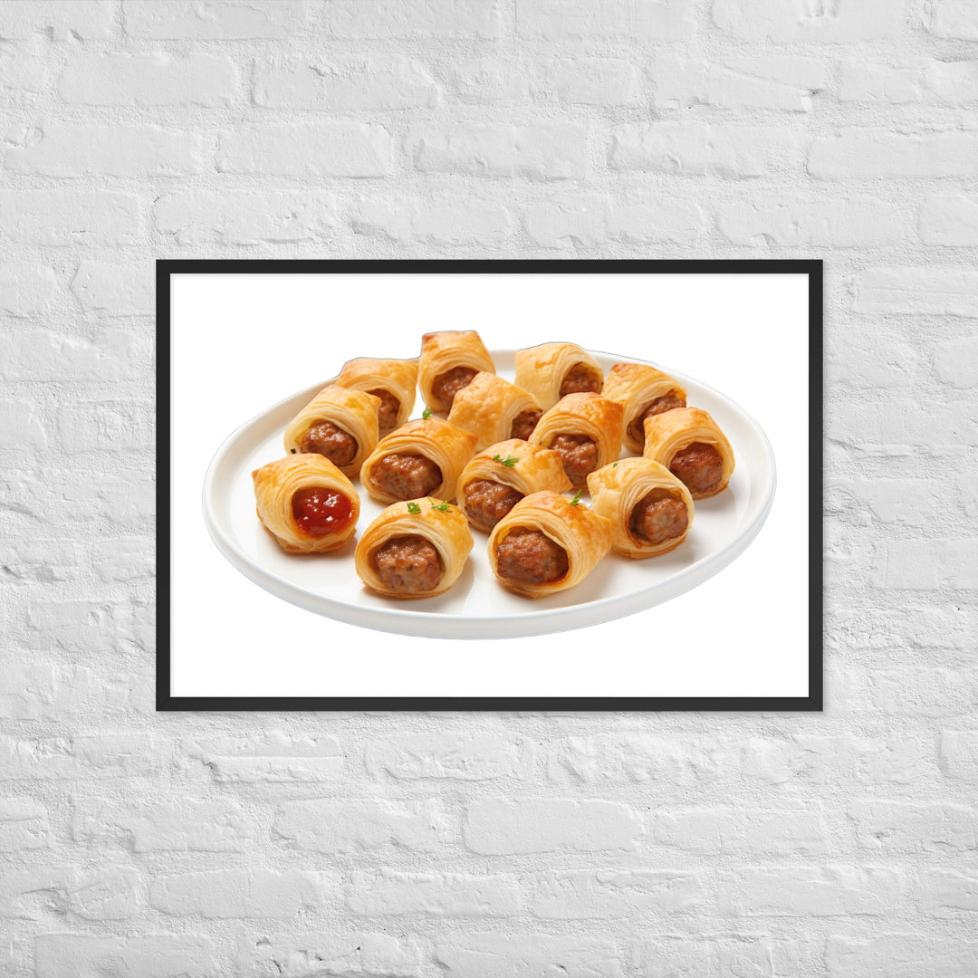 Bite Sized Mini Sausage Rolls Framed poster 🤤 from Yumify.AI