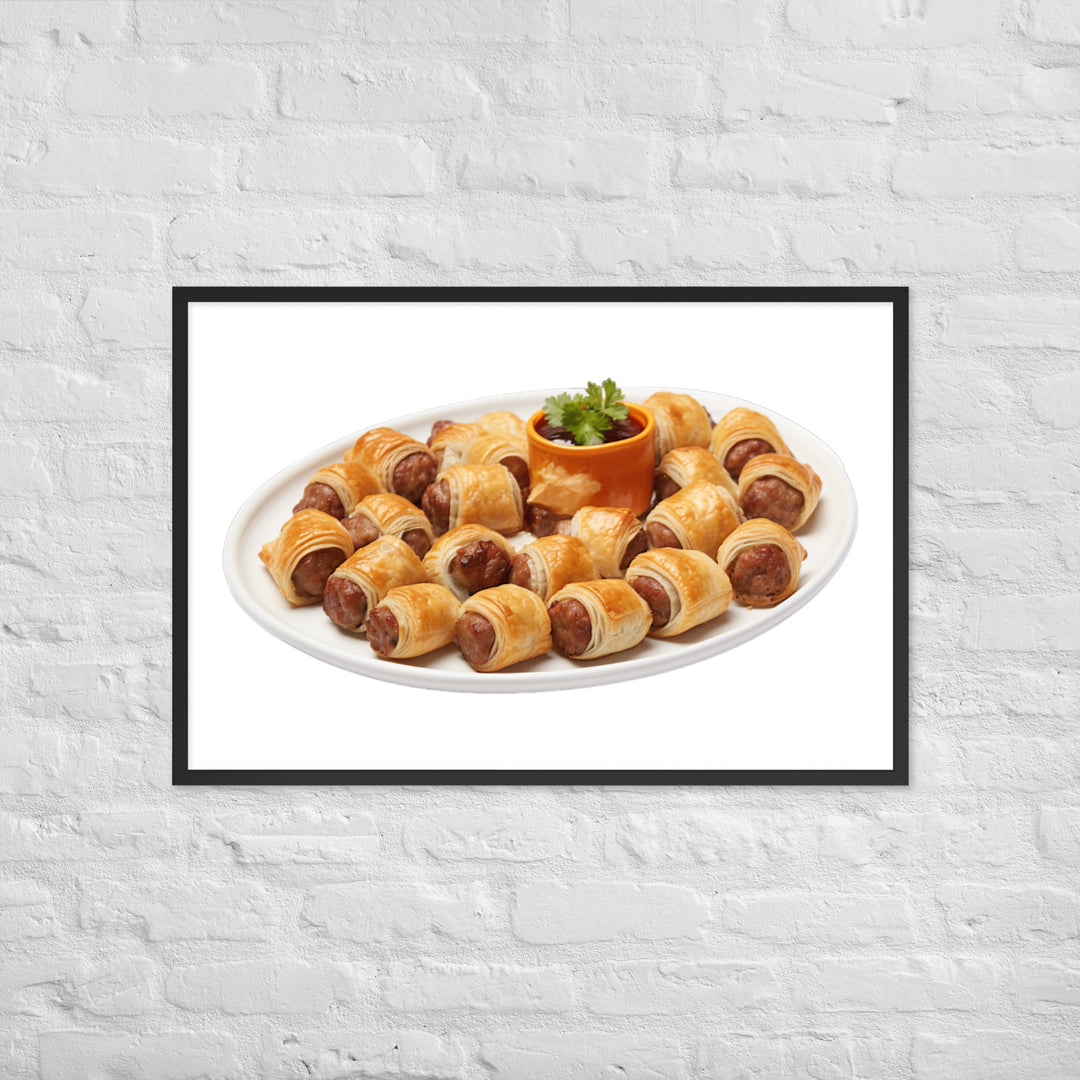 Bite Sized Mini Sausage Rolls Framed poster 🤤 from Yumify.AI