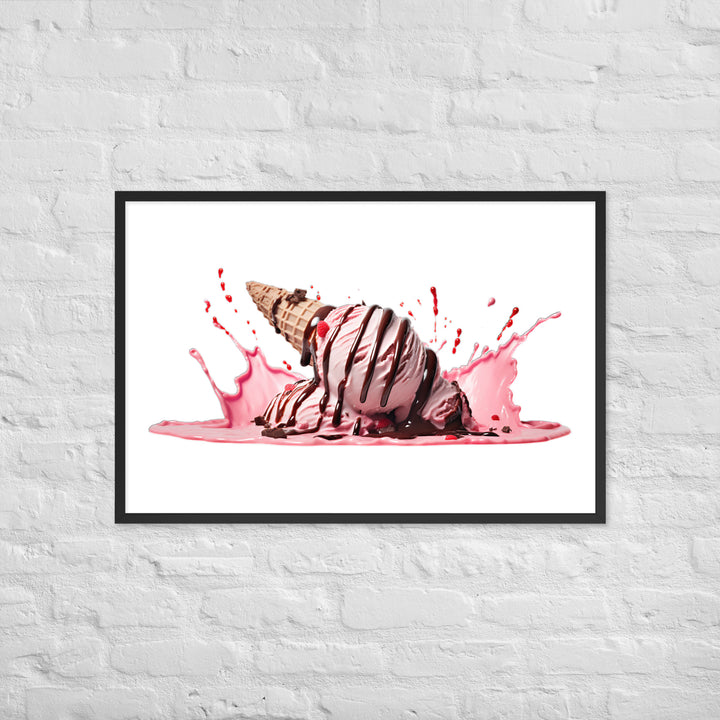 Chocolate Drizzle Over Strawberry Ice Cream Framed poster 🤤 from Yumify.AI