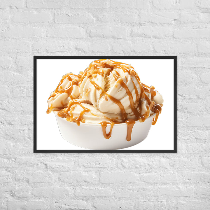 Caramel Swirls in Coffee Ice Cream Framed poster 🤤 from Yumify.AI