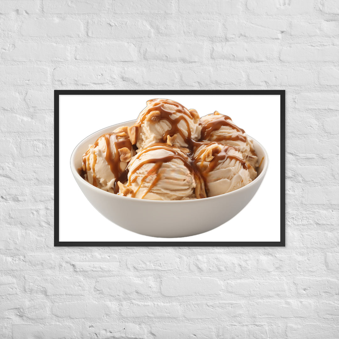 Caramel Swirls in Coffee Ice Cream Framed poster 🤤 from Yumify.AI