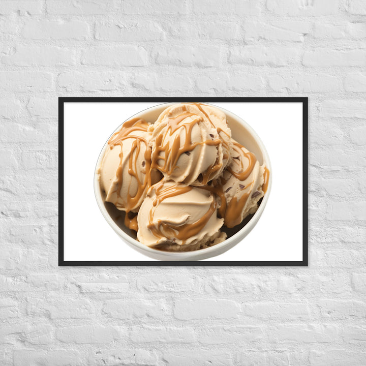 Caramel Swirls in Coffee Ice Cream Framed poster 🤤 from Yumify.AI