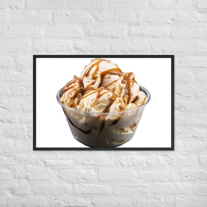 Caramel Swirls in Coffee Ice Cream Framed poster 🤤 from Yumify.AI