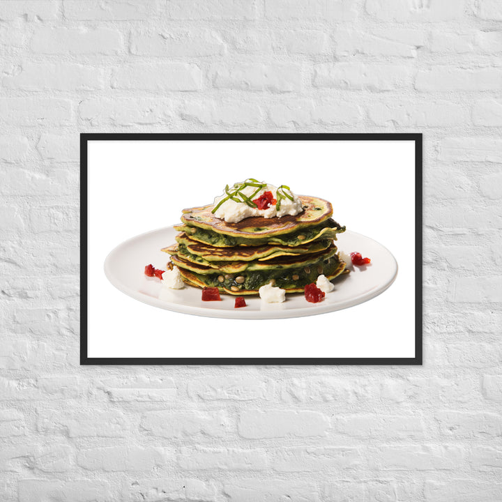 Savory Spinach Pancakes Framed poster 🤤 from Yumify.AI