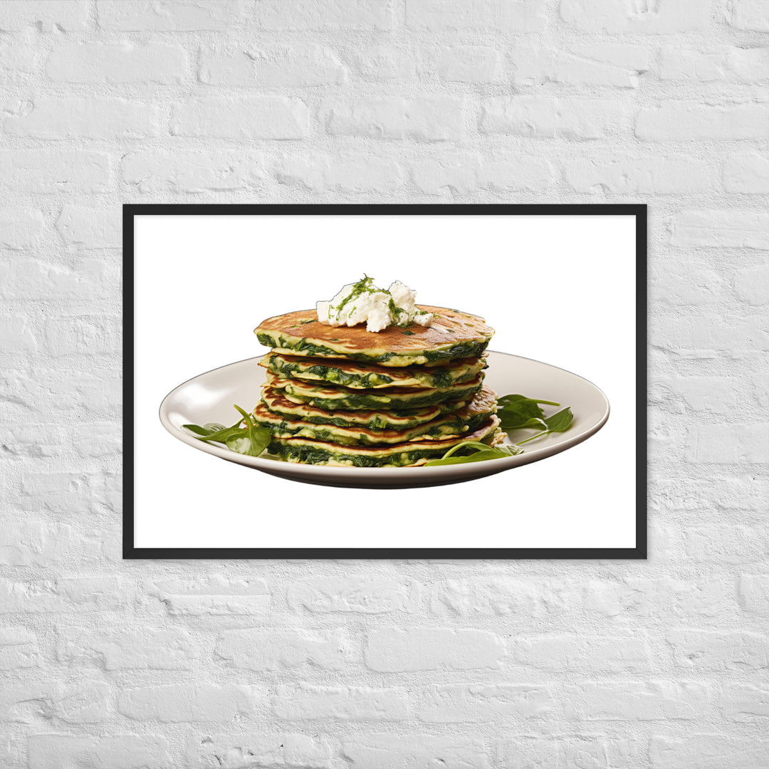 Savory Spinach Pancakes Framed poster 🤤 from Yumify.AI