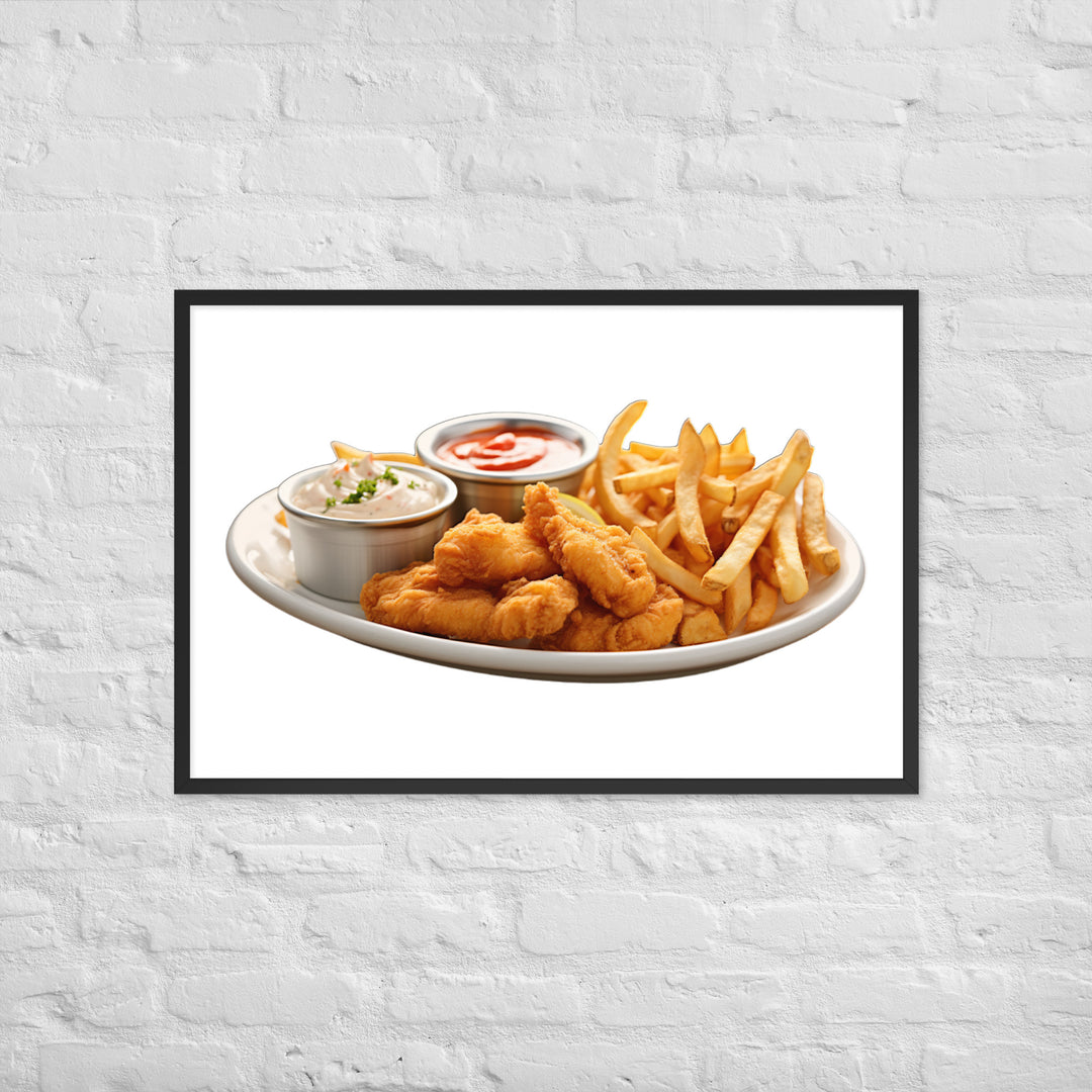 Spicy Cajun Fish and Chips Framed poster 🤤 from Yumify.AI