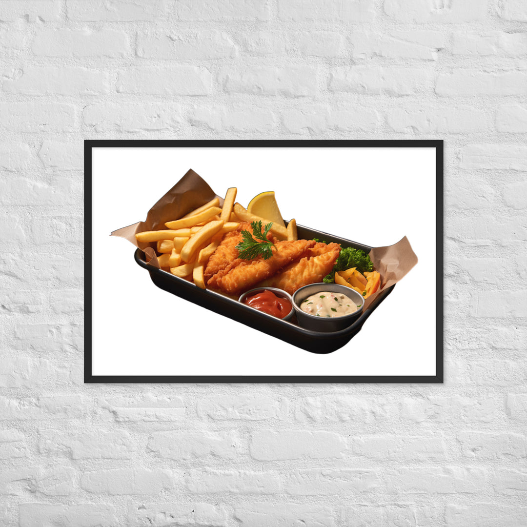 Spicy Cajun Fish and Chips Framed poster 🤤 from Yumify.AI