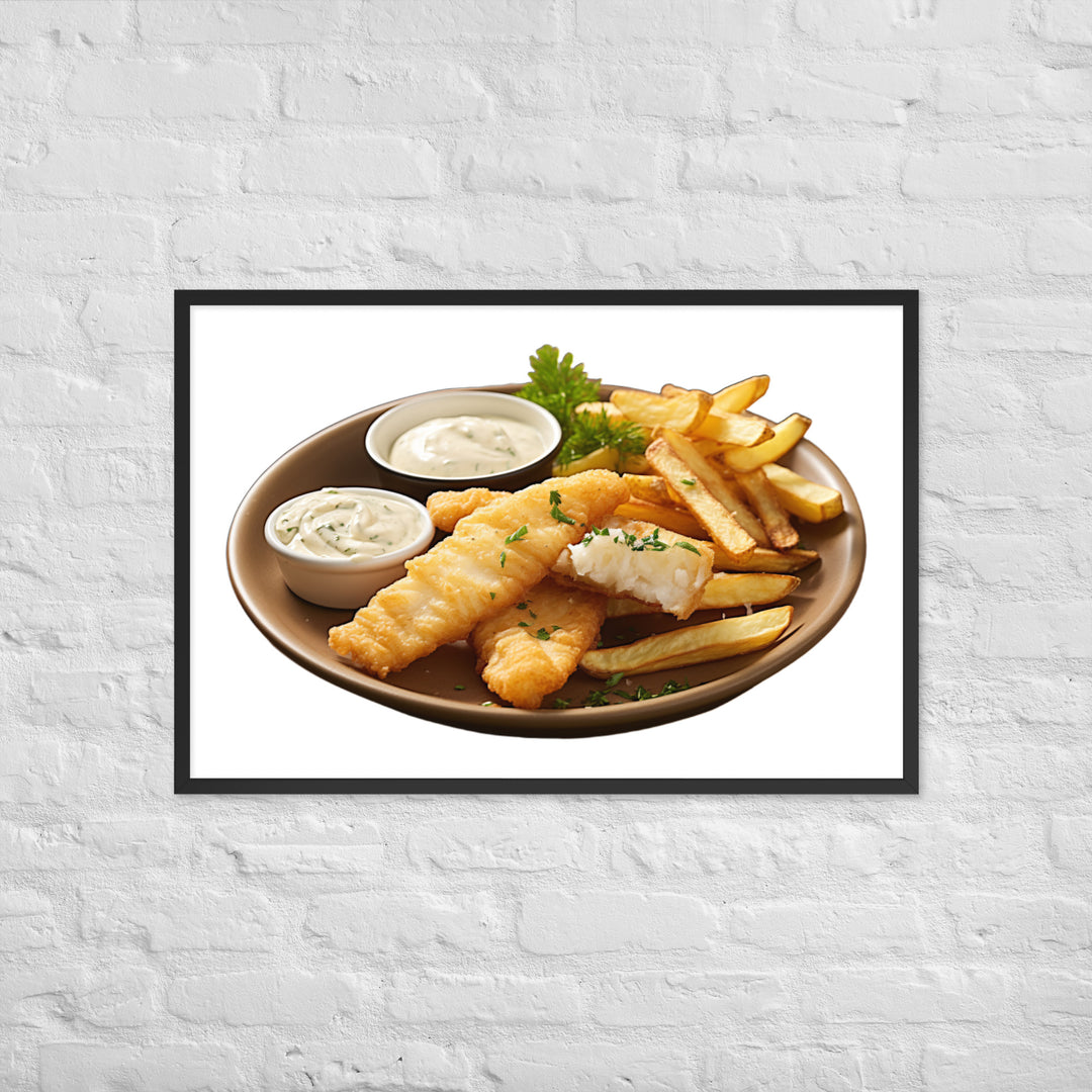 Lemon Herb Fish and Chips Framed poster 🤤 from Yumify.AI
