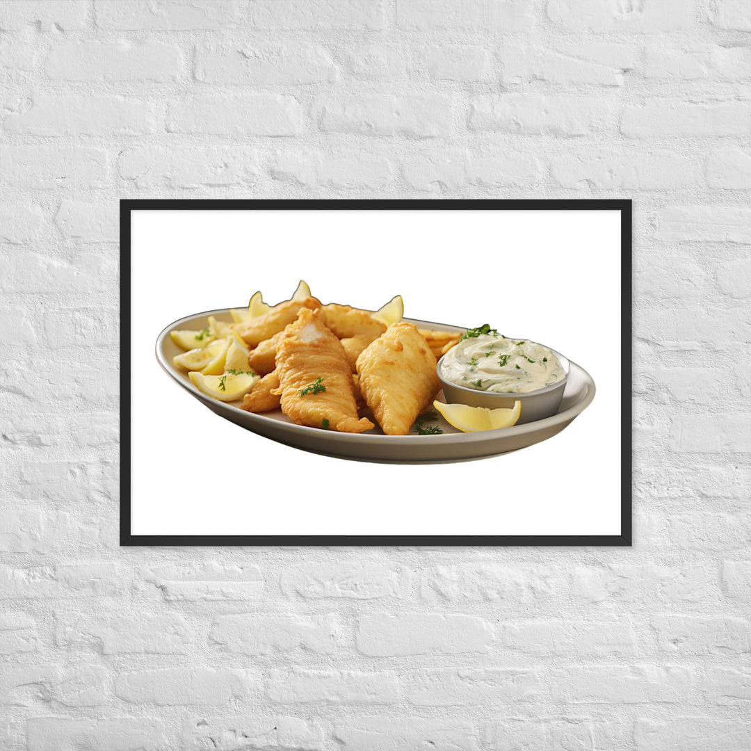 Lemon Herb Fish and Chips Framed poster 🤤 from Yumify.AI