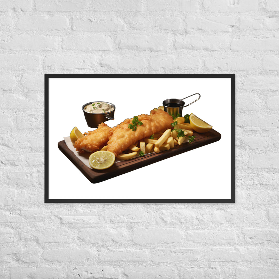 Classic Golden Fish and Chips Framed poster 🤤 from Yumify.AI