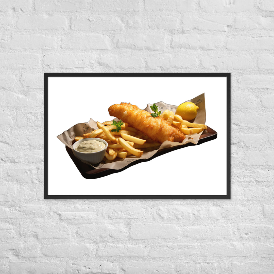 Classic Golden Fish and Chips Framed poster 🤤 from Yumify.AI