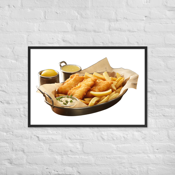 Classic Golden Fish and Chips Framed poster 🤤 from Yumify.AI