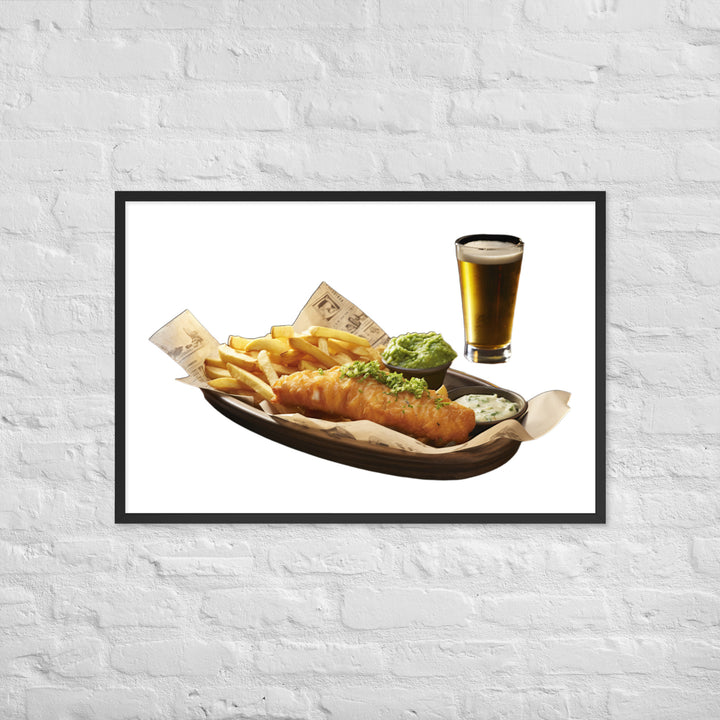 Beer Battered Fish and Chips Framed poster 🤤 from Yumify.AI