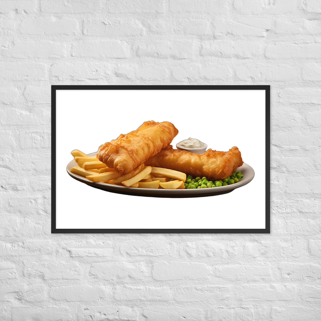 Beer Battered Fish and Chips Framed poster 🤤 from Yumify.AI