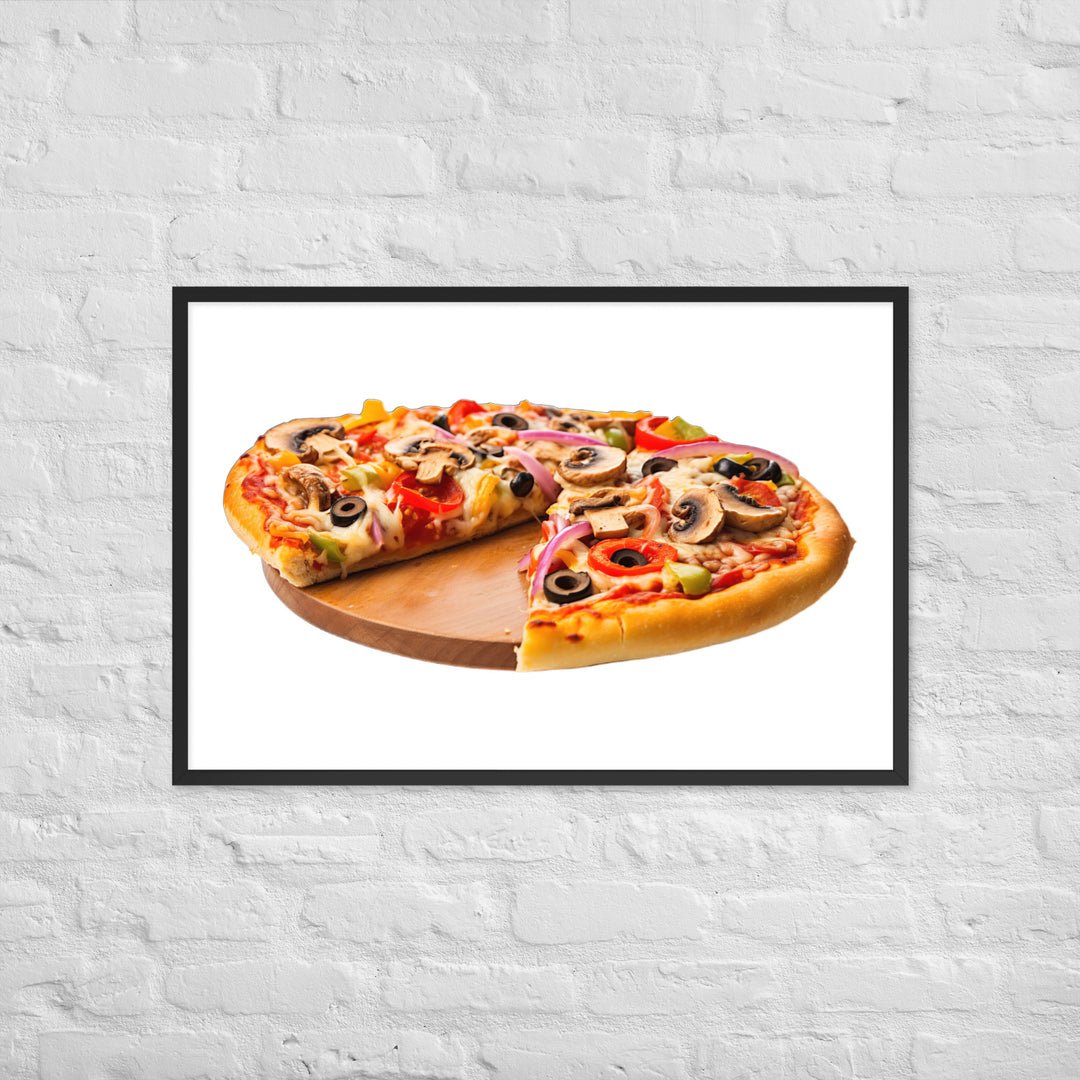 Veggie Delight Pizza Slice Framed poster 🤤 from Yumify.AI