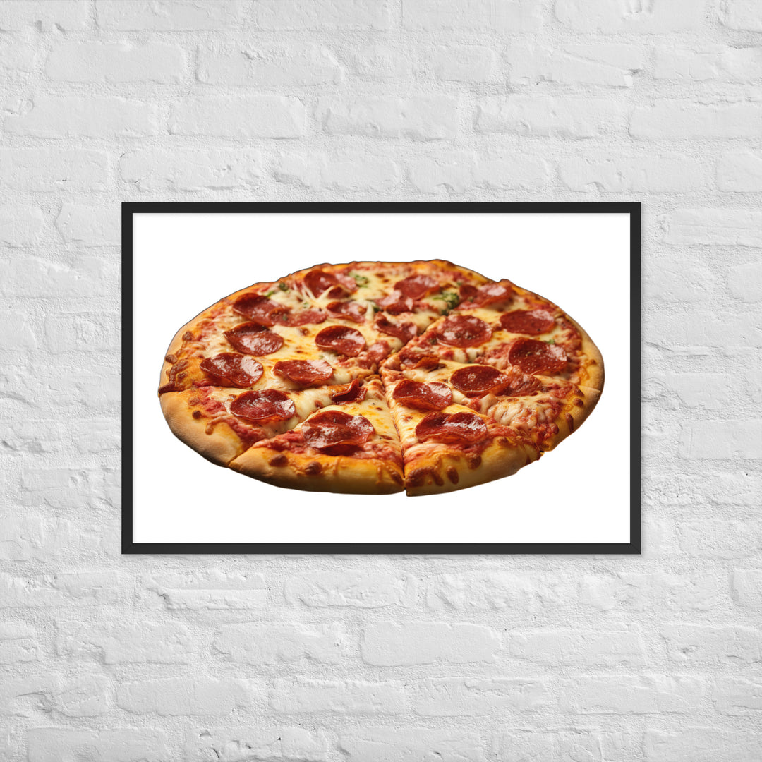 Spicy Pepperoni Explosion Pizza Framed poster 🤤 from Yumify.AI