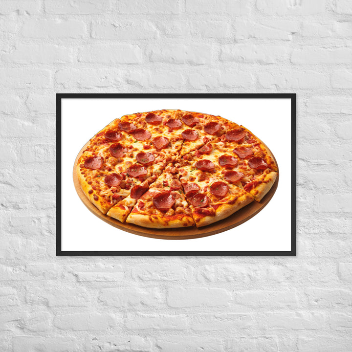 Spicy Pepperoni Explosion Pizza Framed poster 🤤 from Yumify.AI