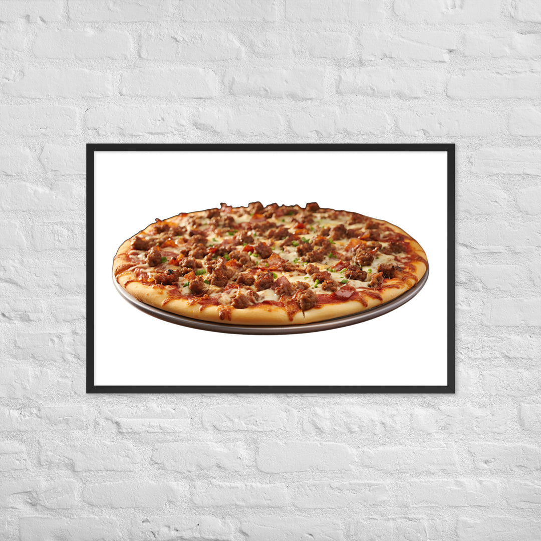 Meat Feast Pizza Framed poster 🤤 from Yumify.AI