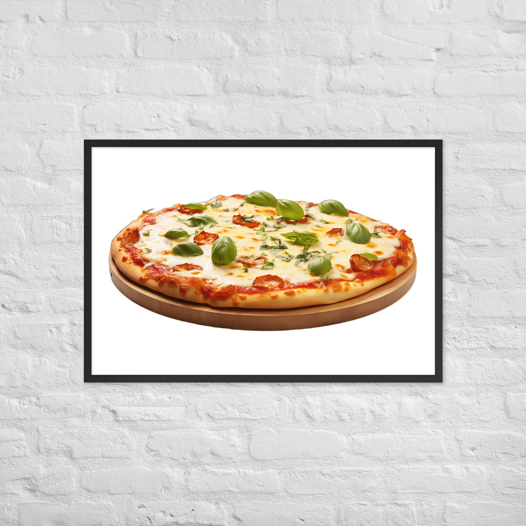 Cheese Dripping Margherita Pizza Framed poster 🤤 from Yumify.AI