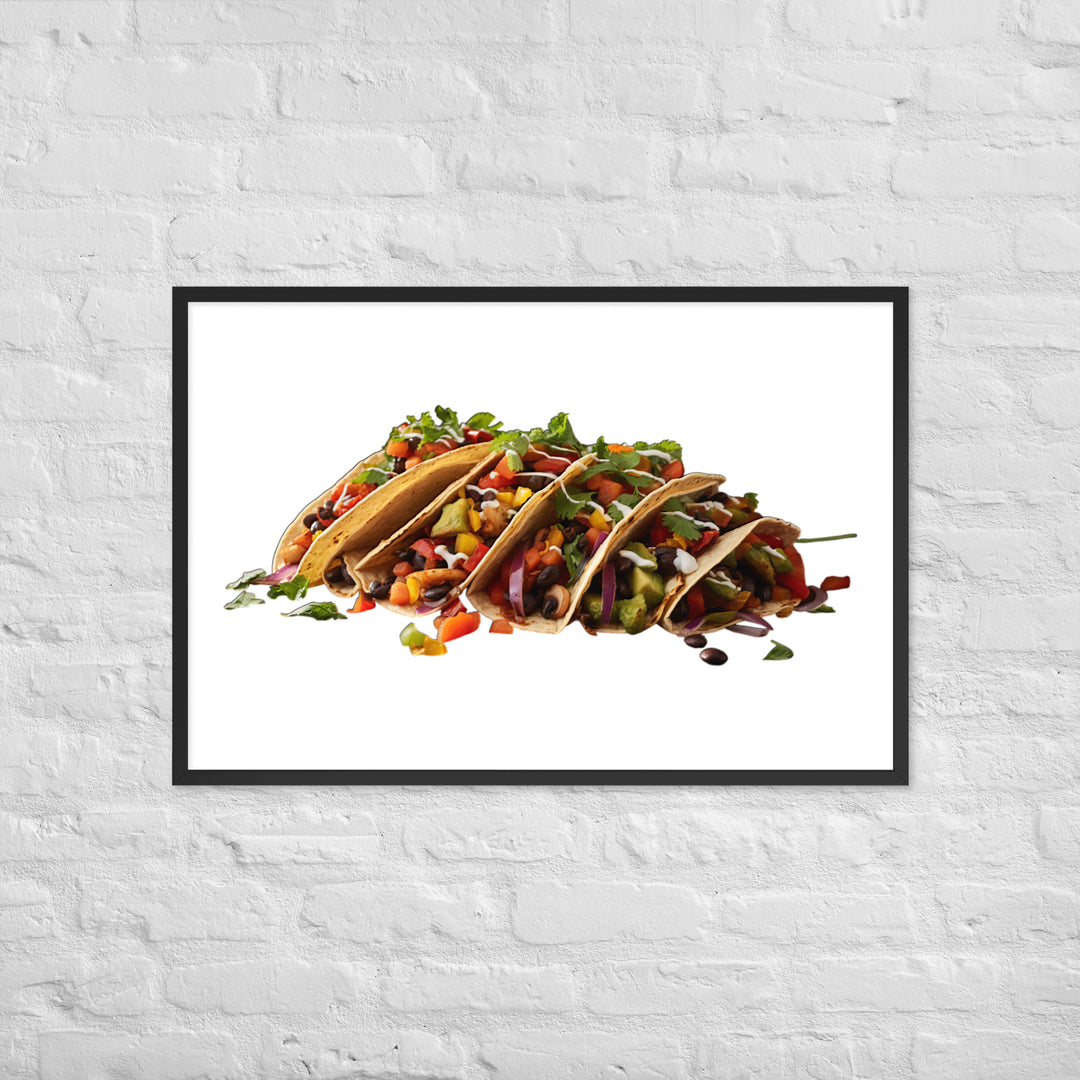 Vegetarian Tacos Extravaganza Framed poster 🤤 from Yumify.AI