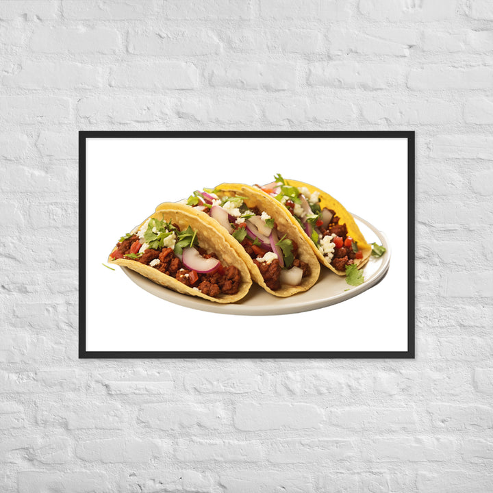 Spicy Chorizo Tacos Glow Framed poster 🤤 from Yumify.AI