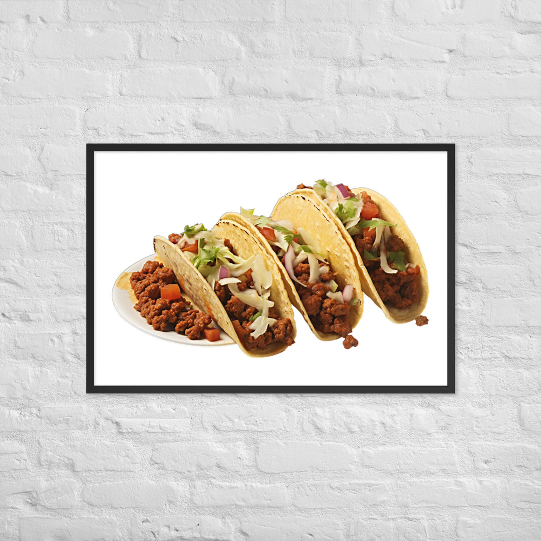 Spicy Chorizo Tacos Glow Framed poster 🤤 from Yumify.AI