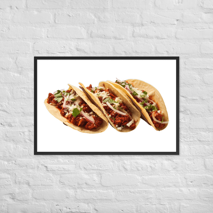 Spicy Chorizo Tacos Glow Framed poster 🤤 from Yumify.AI