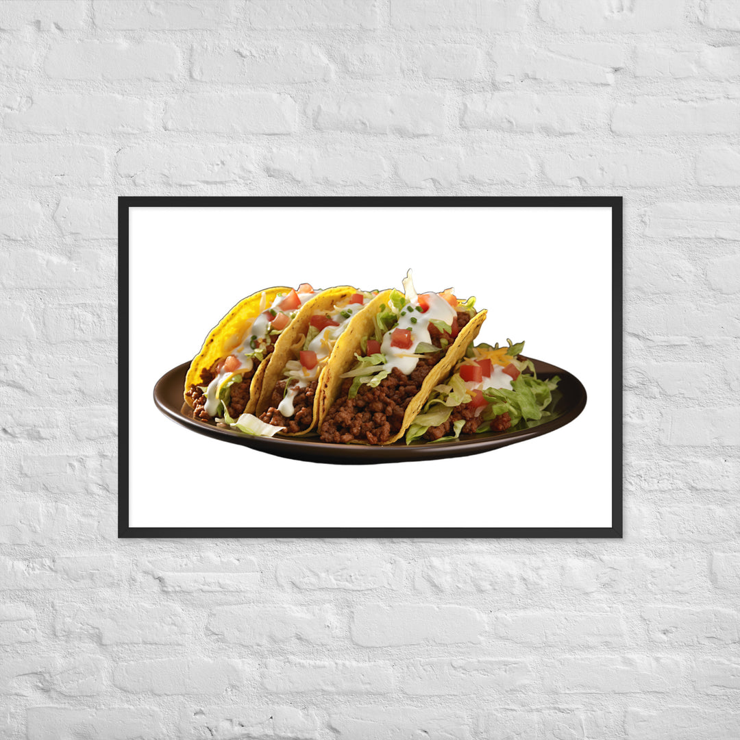 Crispy Beef Tacos Feast Framed poster 🤤 from Yumify.AI