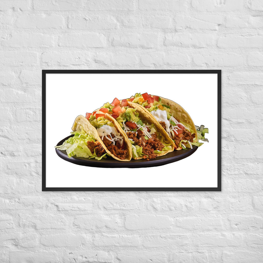 Crispy Beef Tacos Feast Framed poster 🤤 from Yumify.AI