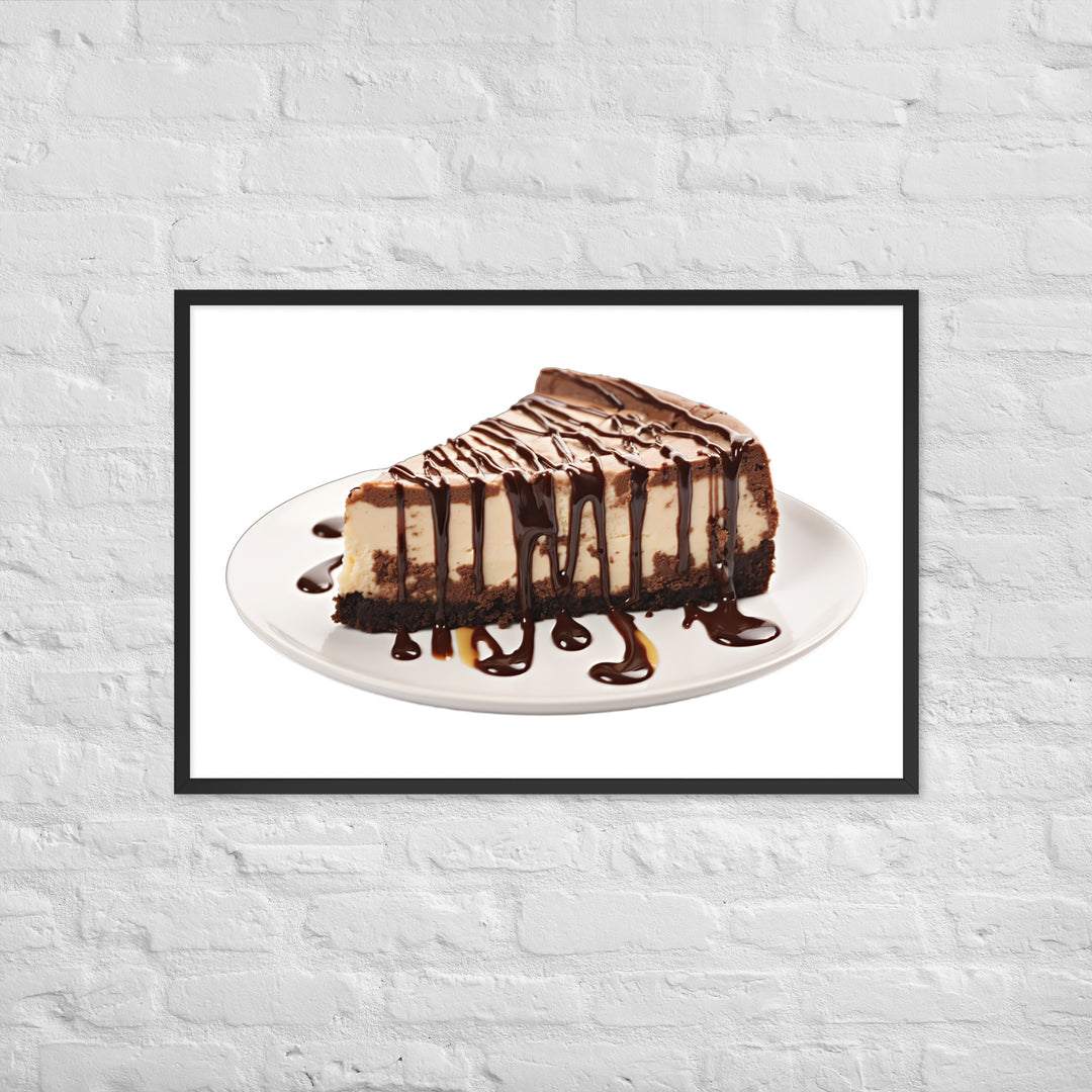 Chocolate Drizzle Cheesecake Framed poster 🤤 from Yumify.AI