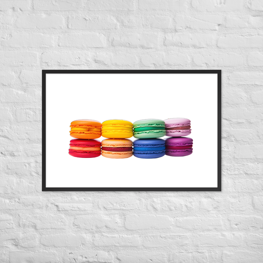 Rainbow Macarons Framed poster 🤤 from Yumify.AI