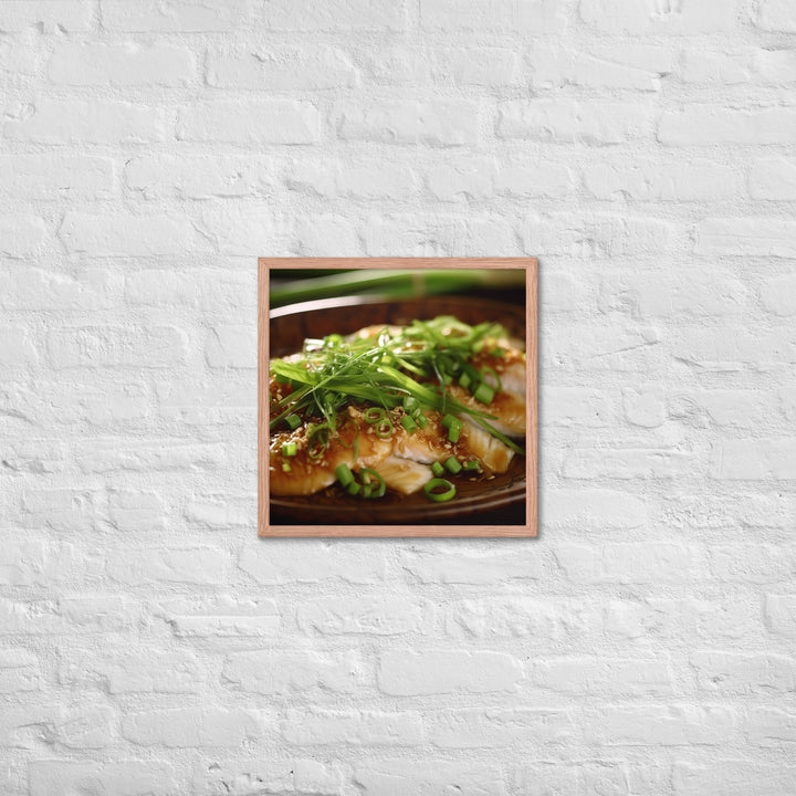 Steamed Fish with Ginger and Scallions Framed poster 🤤 from Yumify.AI