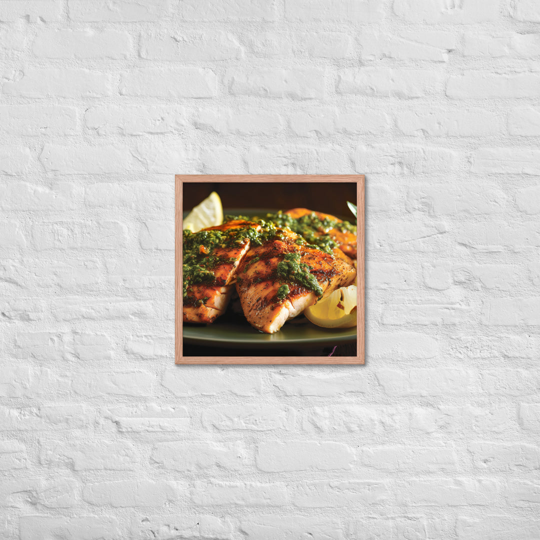 Chermoula Marinated Grilled Fish Framed poster 🤤 from Yumify.AI