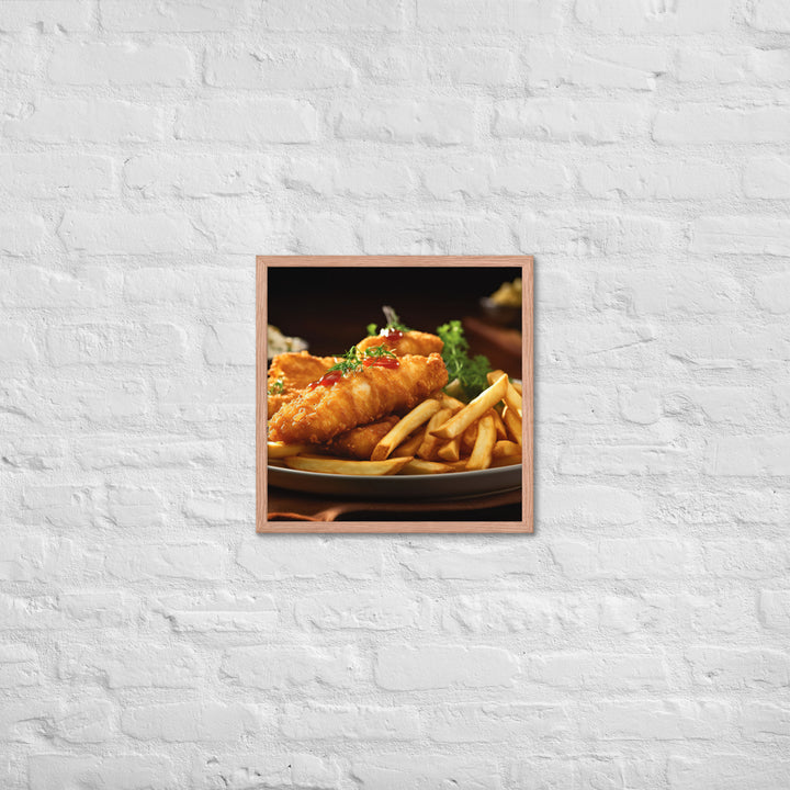 Barramundi Fish and Chips Framed poster 🤤 from Yumify.AI