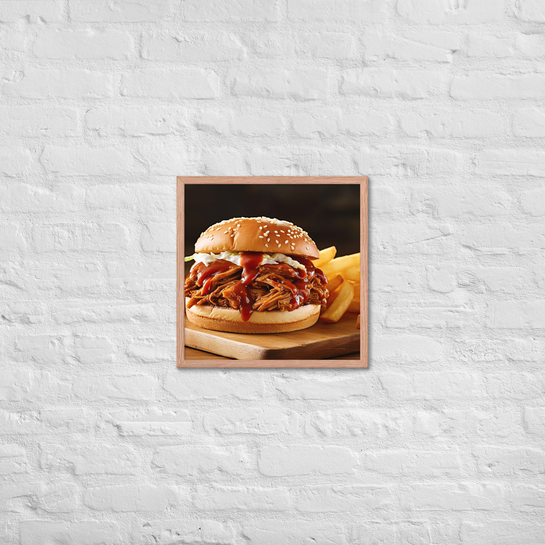 BBQ Pulled Pork Sandwich Framed poster 🤤 from Yumify.AI